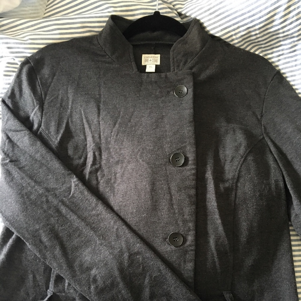 Converse Charcoal Grey Button Up Shirt XL Cardigan